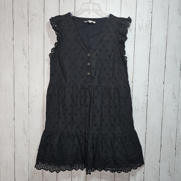 LOFT Dresses & Skirts - Ann Taylor LOFT Women's Black Eyelet V-neck Sleeveless Short Mini Dress Size 12.